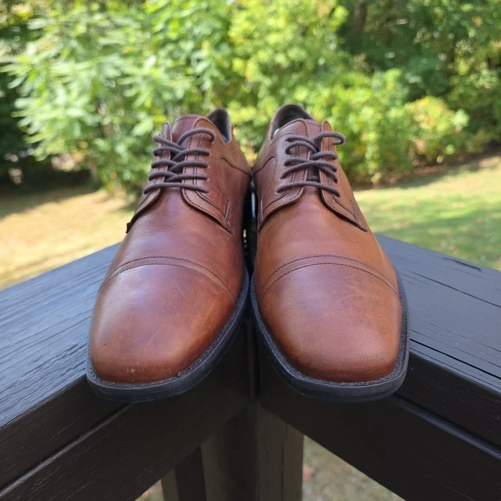Johnston & Murphy Cap Toe Tan Sheepskin Men's Size 10M Dress Oxford Shoe 20-1276